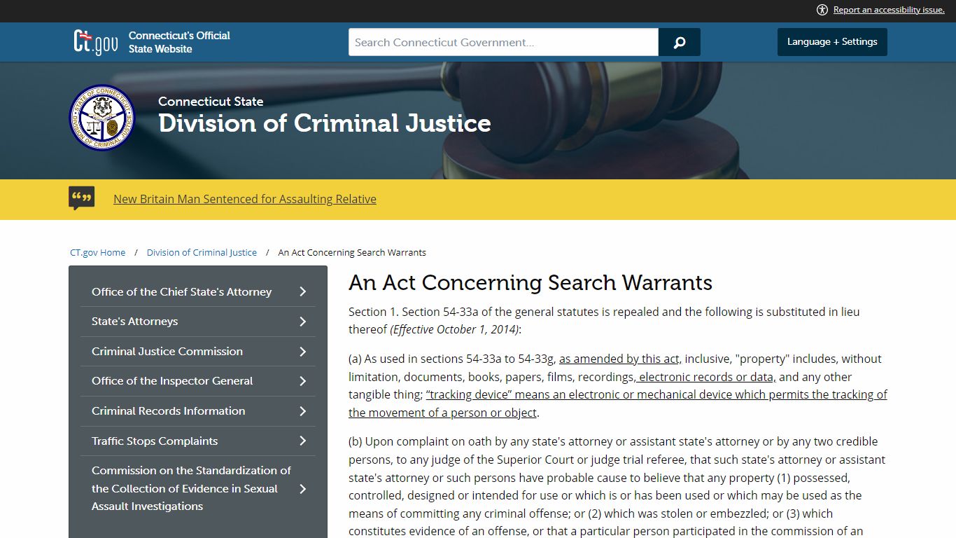 An Act Concerning Search Warrants